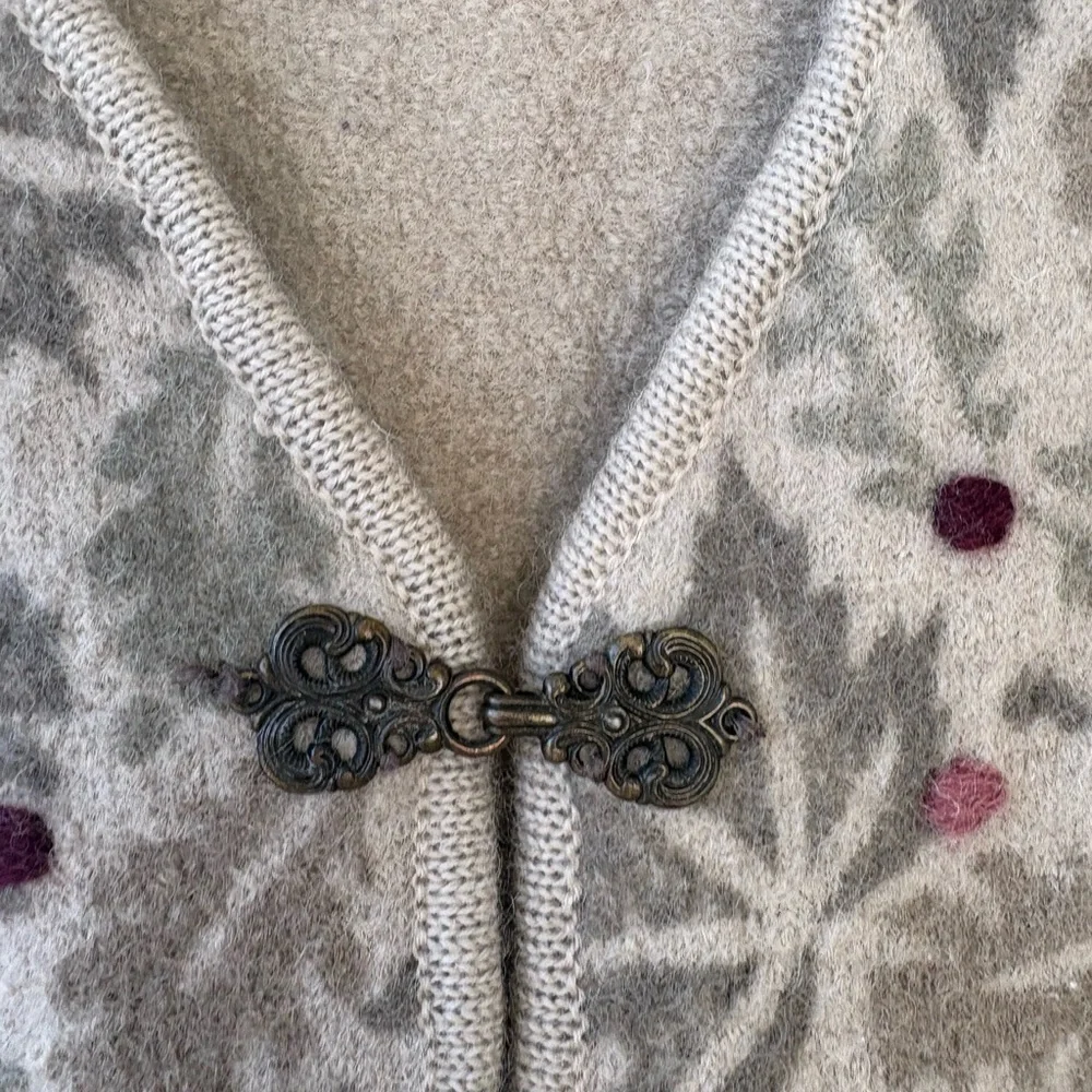 Woolrich 100% Wool Leaf Print Sweater Vest Rustic Cottagecore XL